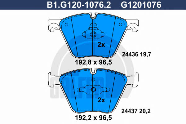 Galfer B1.G120-1076.2 Тормозные колодки дисковые, комплект B1G12010762: Отличная цена - Купить в Польше на 2407.PL!