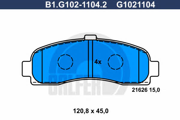 Galfer B1.G102-1104.2 Гальмівні колодки, комплект B1G10211042: Приваблива ціна - Купити у Польщі на 2407.PL!