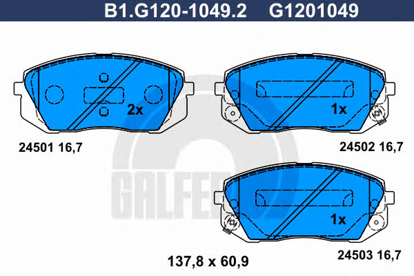 Galfer B1.G120-1049.2 Klocki hamulcowe, zestaw B1G12010492: Dobra cena w Polsce na 2407.PL - Kup Teraz!