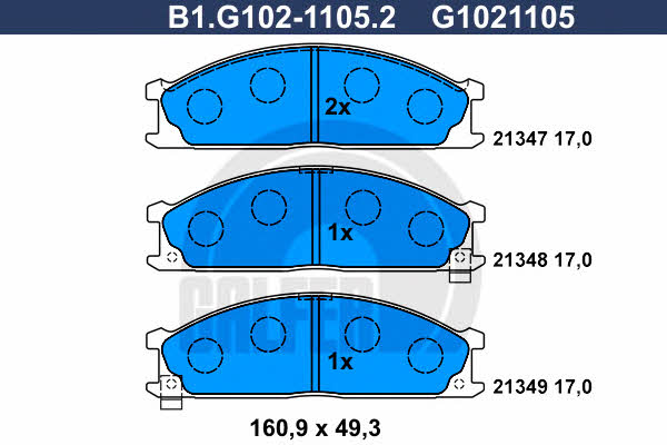 Galfer B1.G102-1105.2 Тормозные колодки дисковые, комплект B1G10211052: Отличная цена - Купить в Польше на 2407.PL!