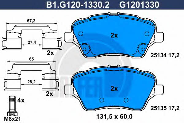 Galfer B1.G120-1330.2 Klocki hamulcowe, zestaw B1G12013302: Dobra cena w Polsce na 2407.PL - Kup Teraz!