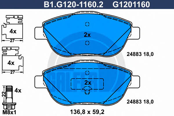 Galfer B1.G120-1160.2 Тормозные колодки дисковые, комплект B1G12011602: Отличная цена - Купить в Польше на 2407.PL!