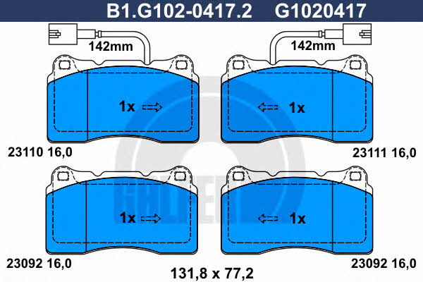 Galfer B1.G102-0417.2 Klocki hamulcowe, zestaw B1G10204172: Atrakcyjna cena w Polsce na 2407.PL - Zamów teraz!