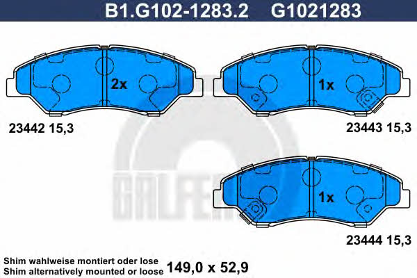 Galfer B1.G102-1283.2 Brake Pad Set, disc brake B1G10212832: Buy near me in Poland at 2407.PL - Good price!