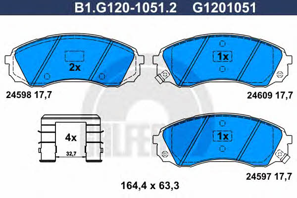 Galfer B1.G120-1051.2 Klocki hamulcowe, zestaw B1G12010512: Dobra cena w Polsce na 2407.PL - Kup Teraz!