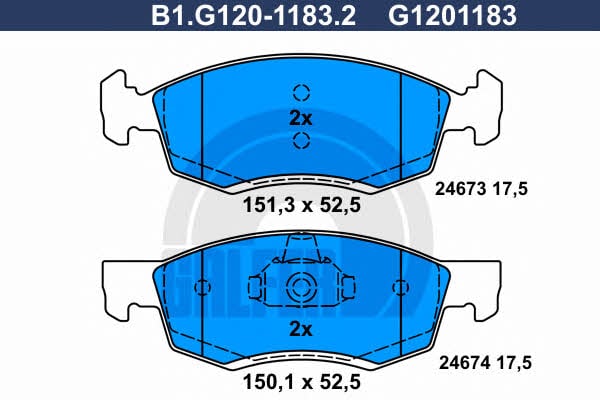 Galfer B1.G120-1183.2 Тормозные колодки дисковые, комплект B1G12011832: Отличная цена - Купить в Польше на 2407.PL!