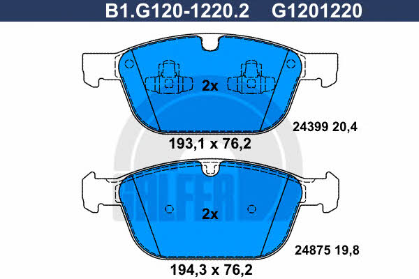 Galfer B1.G120-1220.2 Тормозные колодки дисковые, комплект B1G12012202: Отличная цена - Купить в Польше на 2407.PL!