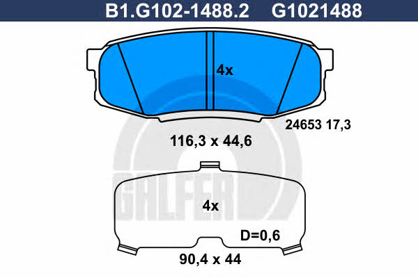 Galfer B1.G102-1488.2 Тормозные колодки дисковые, комплект B1G10214882: Отличная цена - Купить в Польше на 2407.PL!
