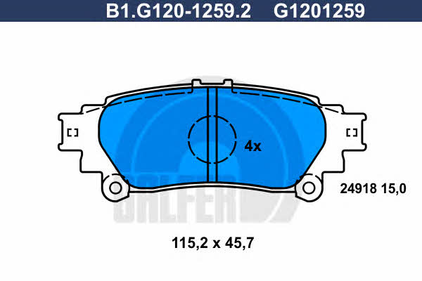 Galfer B1.G120-1259.2 Тормозные колодки дисковые, комплект B1G12012592: Отличная цена - Купить в Польше на 2407.PL!