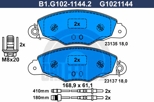 Galfer B1.G102-1144.2 Brake Pad Set, disc brake B1G10211442: Buy near me in Poland at 2407.PL - Good price!