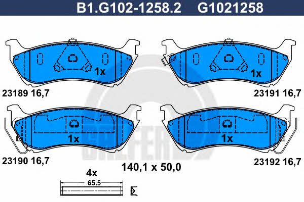 Galfer B1.G102-1258.2 Гальмівні колодки, комплект B1G10212582: Приваблива ціна - Купити у Польщі на 2407.PL!