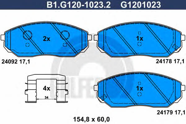 Galfer B1.G120-1023.2 Klocki hamulcowe, zestaw B1G12010232: Dobra cena w Polsce na 2407.PL - Kup Teraz!