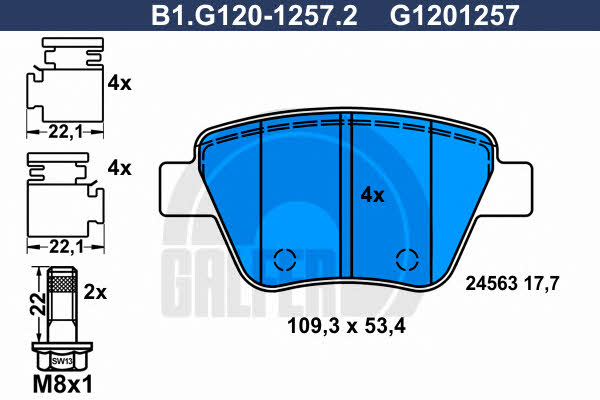 Galfer B1.G120-1257.2 Гальмівні колодки, комплект B1G12012572: Приваблива ціна - Купити у Польщі на 2407.PL!