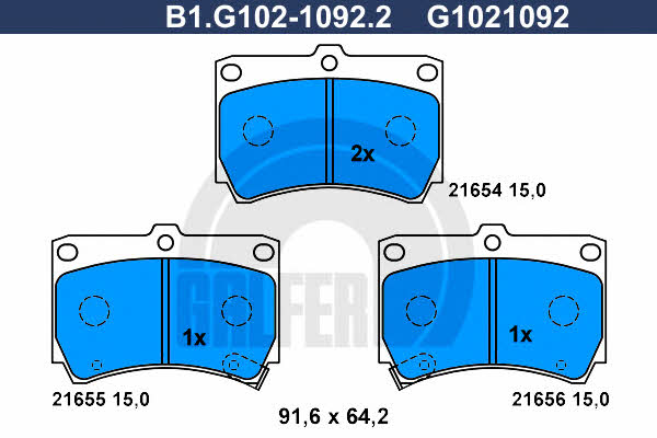 Galfer B1.G102-1092.2 Brake Pad Set, disc brake B1G10210922: Buy near me in Poland at 2407.PL - Good price!