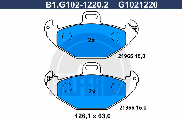 Galfer B1.G102-1220.2 Гальмівні колодки, комплект B1G10212202: Приваблива ціна - Купити у Польщі на 2407.PL!
