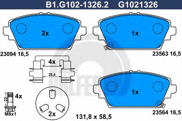 Galfer B1.G102-1326.2 Тормозные колодки дисковые, комплект B1G10213262: Отличная цена - Купить в Польше на 2407.PL!