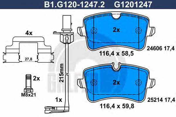 Galfer B1.G120-1247.2 Гальмівні колодки, комплект B1G12012472: Приваблива ціна - Купити у Польщі на 2407.PL!