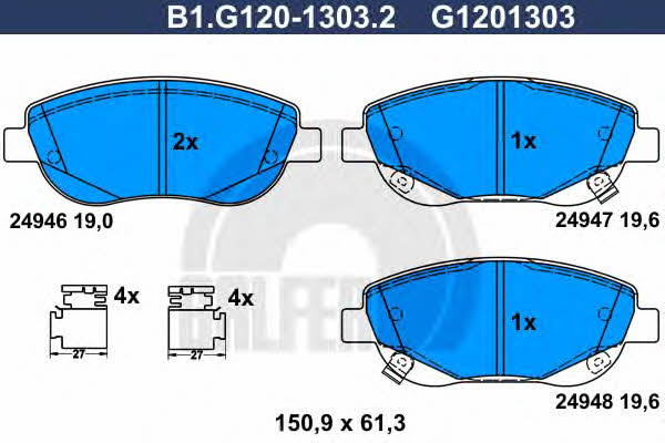 Galfer B1.G120-1303.2 Тормозные колодки дисковые, комплект B1G12013032: Отличная цена - Купить в Польше на 2407.PL!