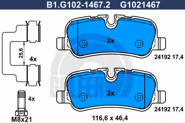 Galfer B1.G102-1467.2 Brake Pad Set, disc brake B1G10214672: Buy near me in Poland at 2407.PL - Good price!