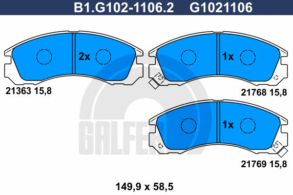 Galfer B1.G102-1106.2 Scheibenbremsbeläge, Set B1G10211062: Kaufen Sie zu einem guten Preis in Polen bei 2407.PL!