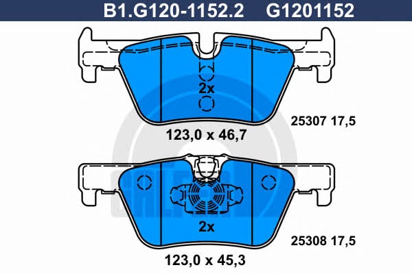Galfer B1.G120-1152.2 Гальмівні колодки, комплект B1G12011522: Приваблива ціна - Купити у Польщі на 2407.PL!