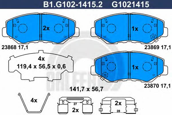 Galfer B1.G102-1415.2 Klocki hamulcowe, zestaw B1G10214152: Dobra cena w Polsce na 2407.PL - Kup Teraz!