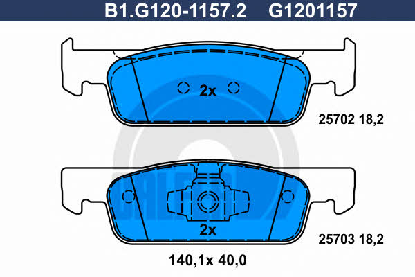 Galfer B1.G120-1157.2 Гальмівні колодки, комплект B1G12011572: Приваблива ціна - Купити у Польщі на 2407.PL!