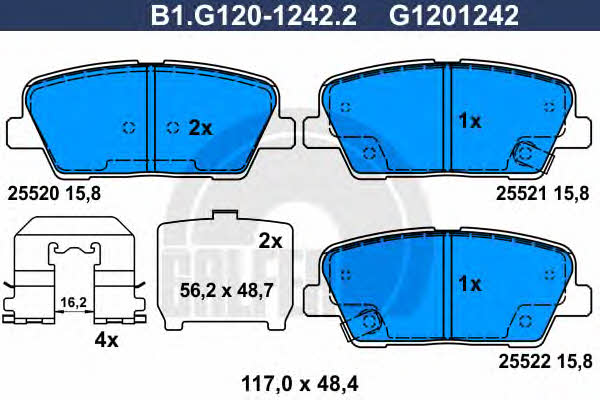 Galfer B1.G120-1242.2 Scheibenbremsbeläge, Set B1G12012422: Kaufen Sie zu einem guten Preis in Polen bei 2407.PL!