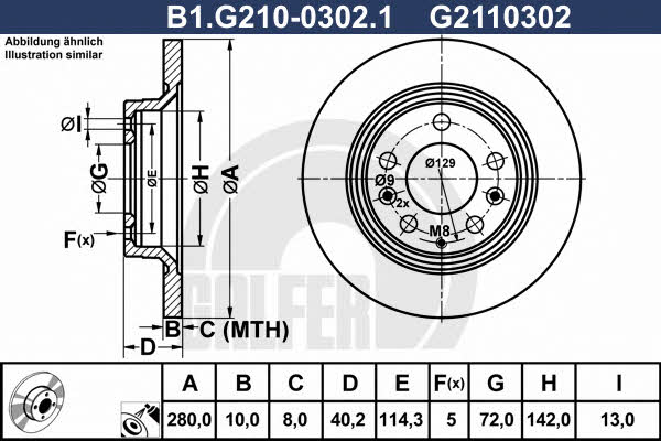 Galfer B1.G210-0302.1 Rear brake disc, non-ventilated B1G21003021: Buy near me in Poland at 2407.PL - Good price!