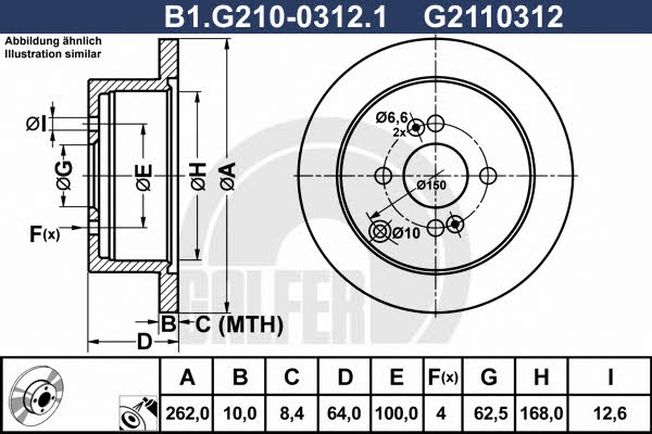 Galfer B1.G210-0312.1 Rear brake disc, non-ventilated B1G21003121: Buy near me in Poland at 2407.PL - Good price!