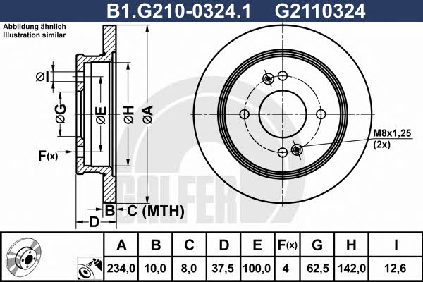 Galfer B1.G210-0324.1 Rear brake disc, non-ventilated B1G21003241: Buy near me in Poland at 2407.PL - Good price!