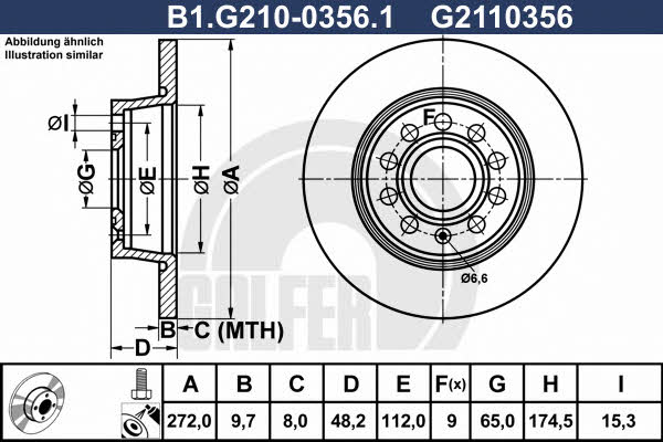 Galfer B1.G210-0356.1 Rear brake disc, non-ventilated B1G21003561: Buy near me in Poland at 2407.PL - Good price!