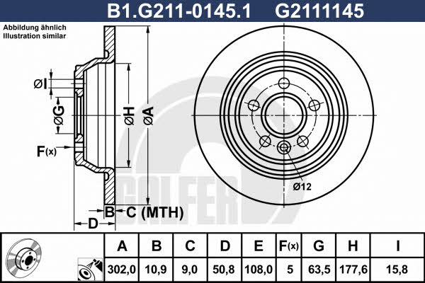 Galfer B1.G211-0145.1 Rear brake disc, non-ventilated B1G21101451: Buy near me in Poland at 2407.PL - Good price!
