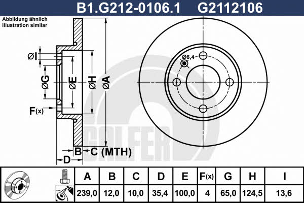 Galfer B1.G212-0106.1 Unventilated front brake disc B1G21201061: Buy near me in Poland at 2407.PL - Good price!