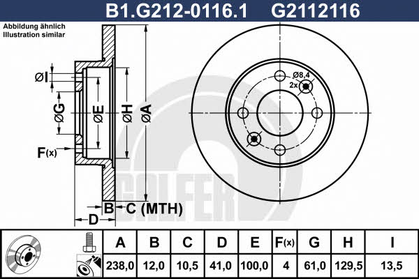 Galfer B1.G212-0116.1 Unventilated front brake disc B1G21201161: Buy near me in Poland at 2407.PL - Good price!