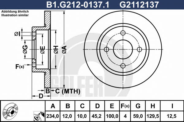 Galfer B1.G212-0137.1 Unventilated front brake disc B1G21201371: Buy near me in Poland at 2407.PL - Good price!