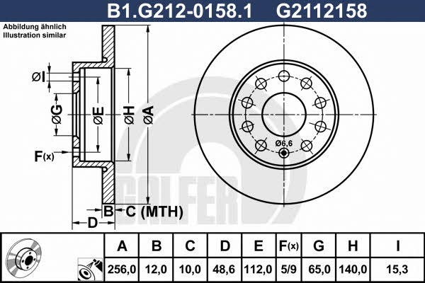Galfer B1.G212-0158.1 Rear brake disc, non-ventilated B1G21201581: Buy near me in Poland at 2407.PL - Good price!