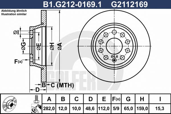 Galfer B1.G212-0169.1 Rear brake disc, non-ventilated B1G21201691: Buy near me in Poland at 2407.PL - Good price!