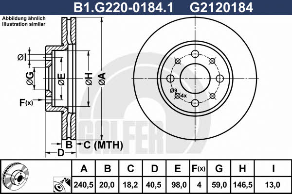 Galfer B1.G220-0184.1 Front brake disc ventilated B1G22001841: Buy near me in Poland at 2407.PL - Good price!