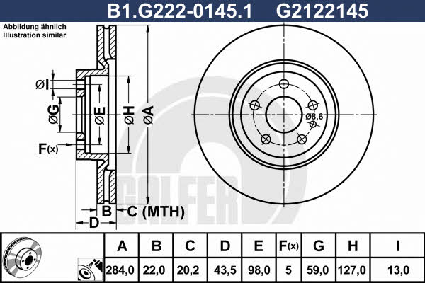 Galfer B1.G222-0145.1 Front brake disc ventilated B1G22201451: Buy near me at 2407.PL in Poland at an Affordable price!