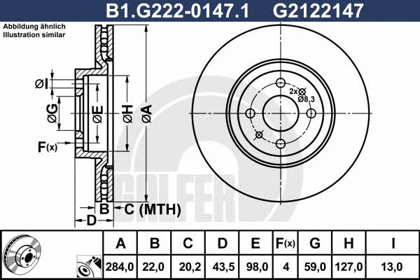Galfer B1.G222-0147.1 Front brake disc ventilated B1G22201471: Buy near me in Poland at 2407.PL - Good price!
