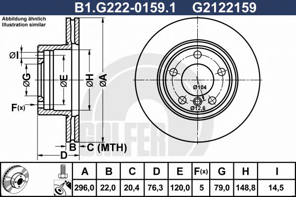 Galfer B1.G222-0159.1 Front brake disc ventilated B1G22201591: Buy near me in Poland at 2407.PL - Good price!