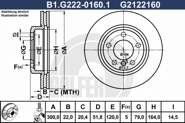 Galfer B1.G222-0160.1 Front brake disc ventilated B1G22201601: Buy near me in Poland at 2407.PL - Good price!