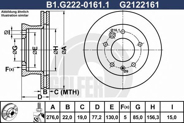 Galfer B1.G222-0161.1 Диск гальмівний передній вентильований B1G22201611: Приваблива ціна - Купити у Польщі на 2407.PL!