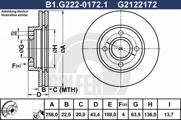 Galfer B1.G222-0172.1 Front brake disc ventilated B1G22201721: Buy near me in Poland at 2407.PL - Good price!