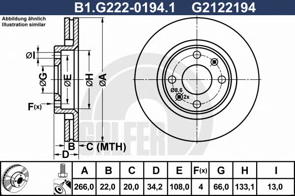 Galfer B1.G222-0194.1 Front brake disc ventilated B1G22201941: Buy near me in Poland at 2407.PL - Good price!