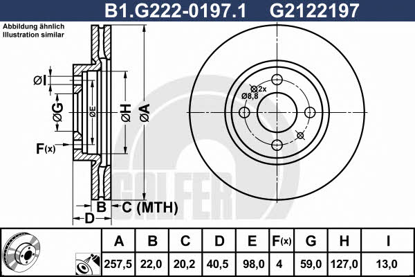 Galfer B1.G222-0197.1 Front brake disc ventilated B1G22201971: Buy near me in Poland at 2407.PL - Good price!