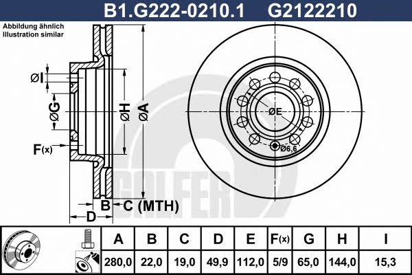 Galfer B1.G222-0210.1 Front brake disc ventilated B1G22202101: Buy near me in Poland at 2407.PL - Good price!