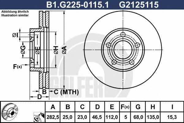 Galfer B1.G225-0115.1 Диск гальмівний передній вентильований B1G22501151: Приваблива ціна - Купити у Польщі на 2407.PL!