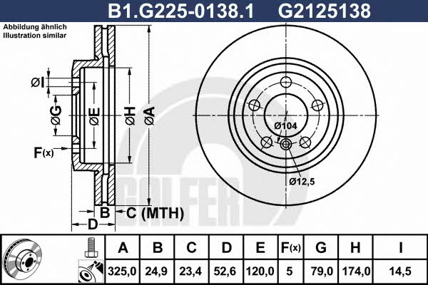 Galfer B1.G225-0138.1 Front brake disc ventilated B1G22501381: Buy near me in Poland at 2407.PL - Good price!